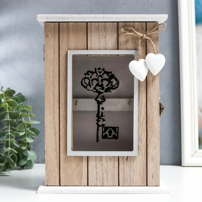 Ключница дерево 6 крючков "Ключик ажурный" 25,8х19х5,8 см