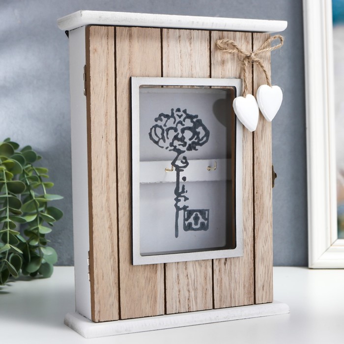 Ключница дерево 6 крючков "Ключик ажурный" 25,8х19х5,8 см