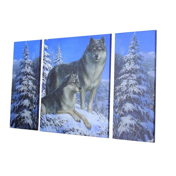 Модульная картина "Волки" 80*50 см (2-20х50; 40х50)