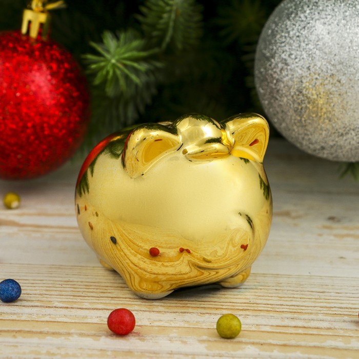 Копилка керамика "Свин в кепке золотой" 6х7х6 см