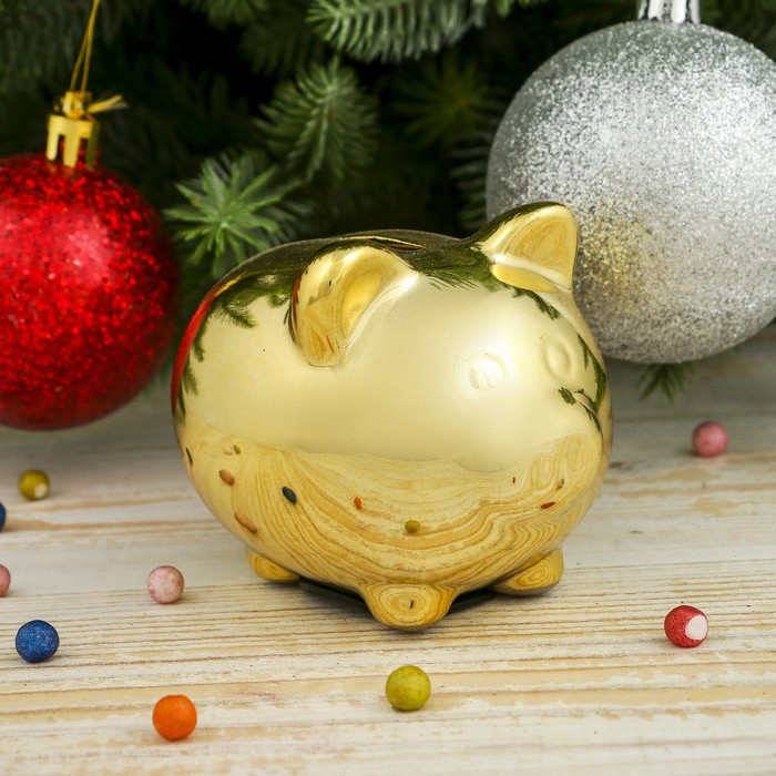 Копилка керамика "Золотой поросёнок" 7х8х7 см