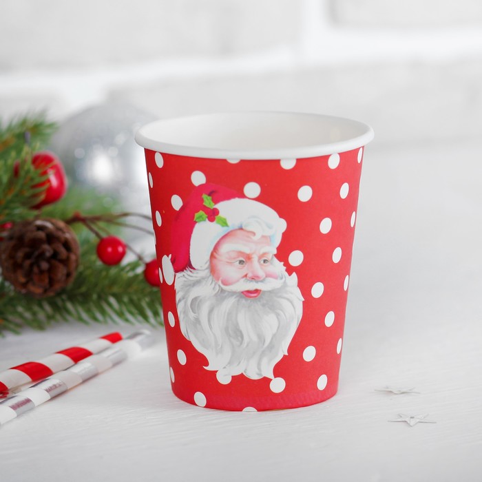 Стакан бумажный "Дед Мороз" 250 мл (набор 6 шт)
