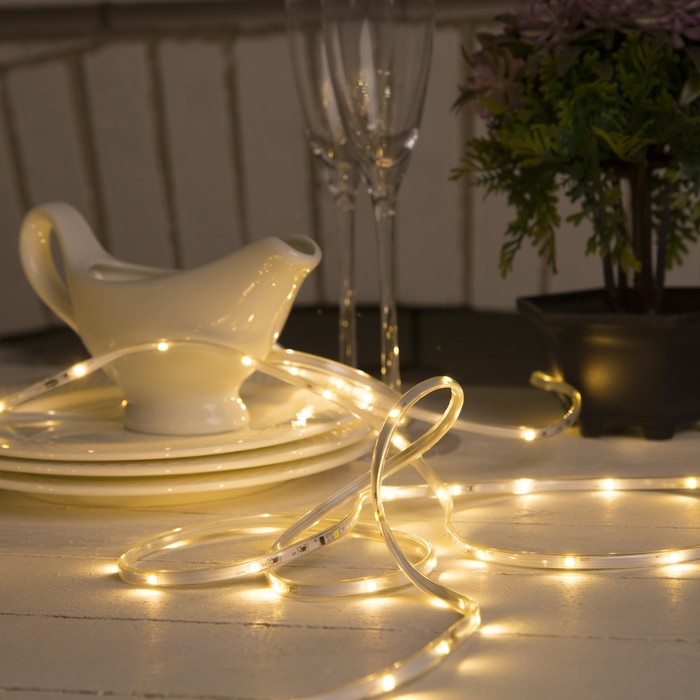 НИТЬ "Яркая лента" 5 м, SMD2835-130/10-12V, мерцание, Б/П в комп.,ТЕП.БЕЛЫЙ