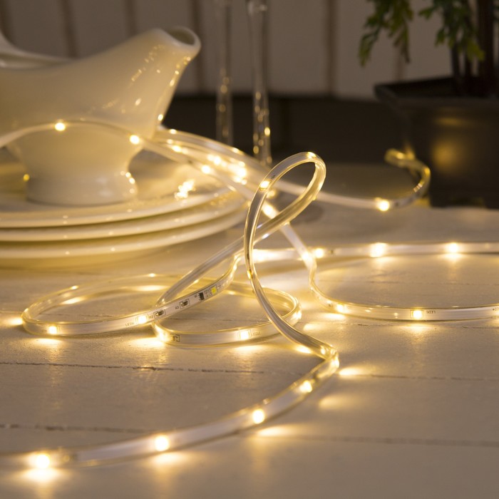 НИТЬ "Яркая лента" 5 м, SMD2835-130/10-12V, мерцание, Б/П в комп.,ТЕП.БЕЛЫЙ