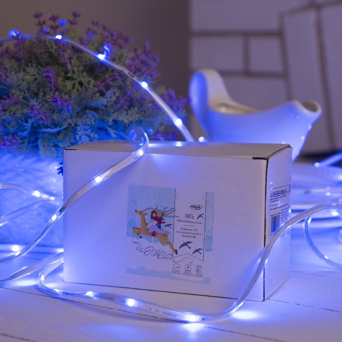 НИТЬ "Яркая лента" 5 м, SMD2835-130/10-12V, мерцание, Б/П в компл., СИНИЙ