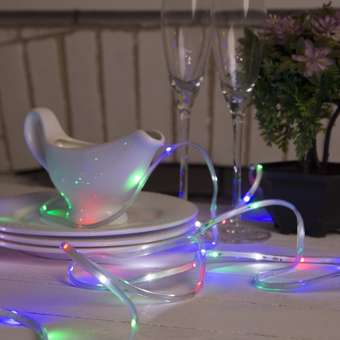 НИТЬ "Яркая лента" 5 м, SMD2835-130/10-12V, кон. 8 р. мерцание, Б/П в компл., МУЛЬТИ