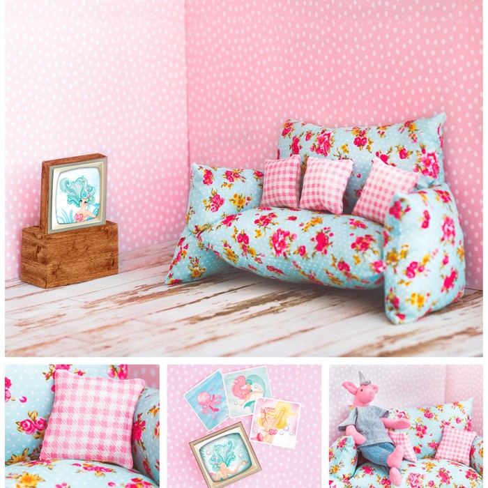 Мебель для кукол–малюток «Милый диванчик», набор для шитья, 15 × 20,7 × 0,7 см