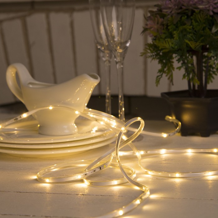 НИТЬ "Яркая лента" 10 м, SMD2835-260/20-12V, мерцание, Б/П в компл., ТЕПЛ. БЕЛЫЙ