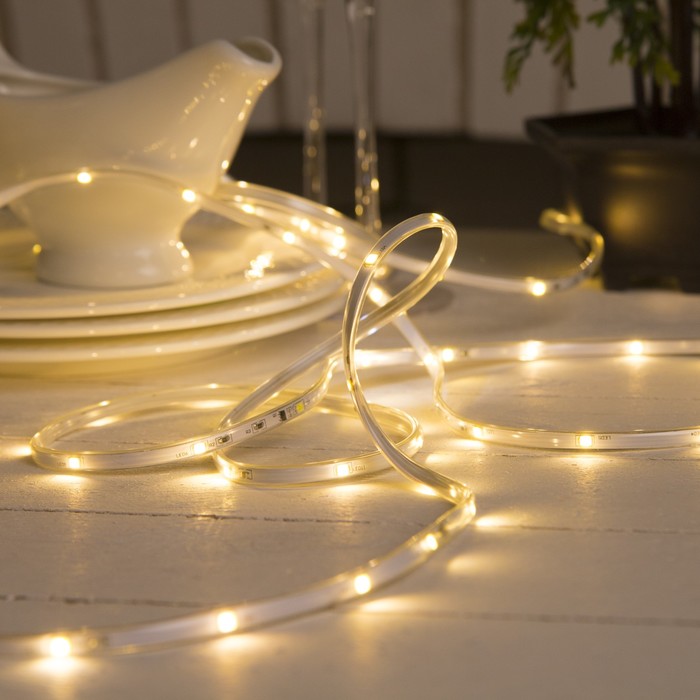 НИТЬ "Яркая лента" 10 м, SMD2835-260/20-12V, мерцание, Б/П в компл., ТЕПЛ. БЕЛЫЙ