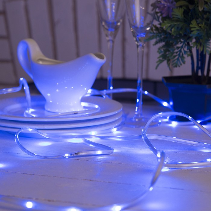 НИТЬ "Яркая лента" 10 м, SMD2835-260/20-12V, мерцание, Б/П в компл., СИНИЙ