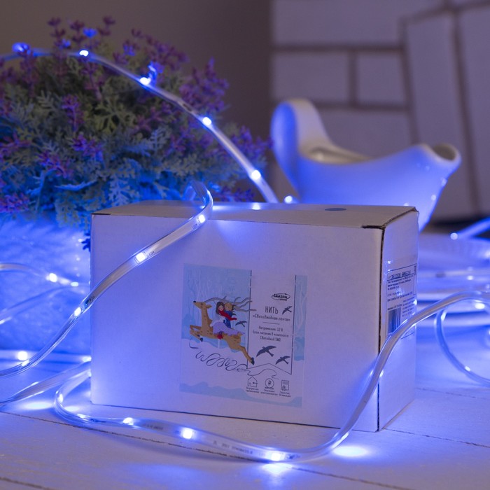 НИТЬ "Яркая лента" 10 м, SMD2835-260/20-12V, мерцание, Б/П в компл., СИНИЙ