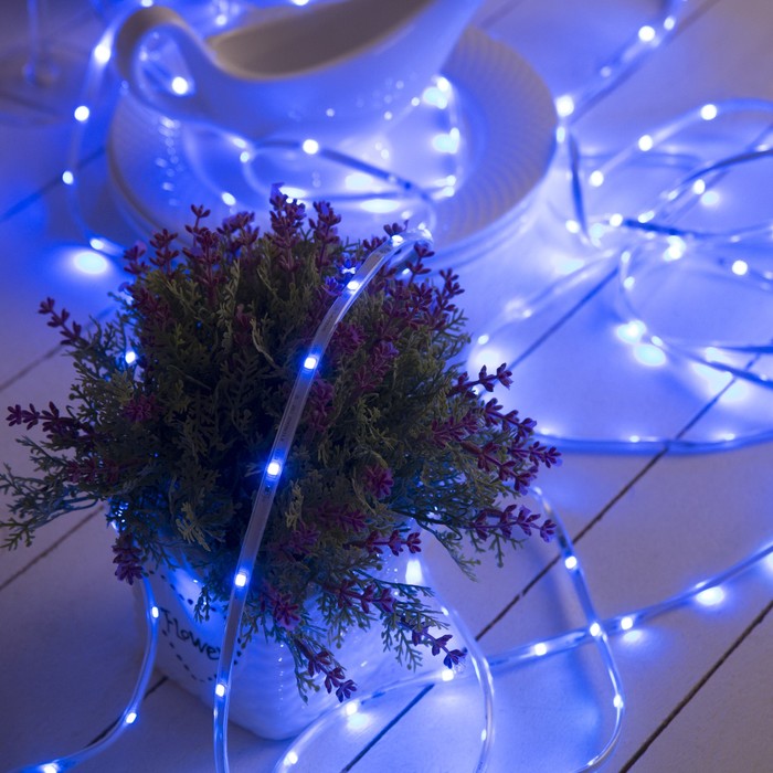 НИТЬ "Яркая лента" 10 м, SMD2835-260/20-12V, мерцание, Б/П в компл., СИНИЙ