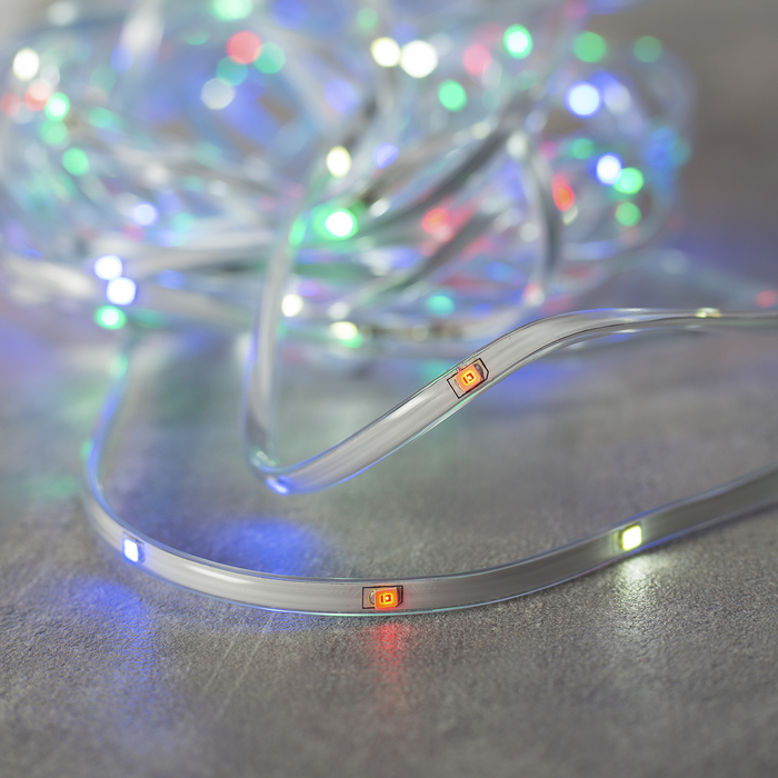 НИТЬ "Яркая лента" 10 м, SMD2835-260/20-12V, кон. 8 р. мерцание, Б/П в компл., МУЛЬТИ