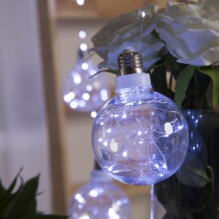 НИТЬ "Лампочки" 2 м, 6 х10 см, 100 LED-12V, адаптер в комплекте, БЕЛЫЙ