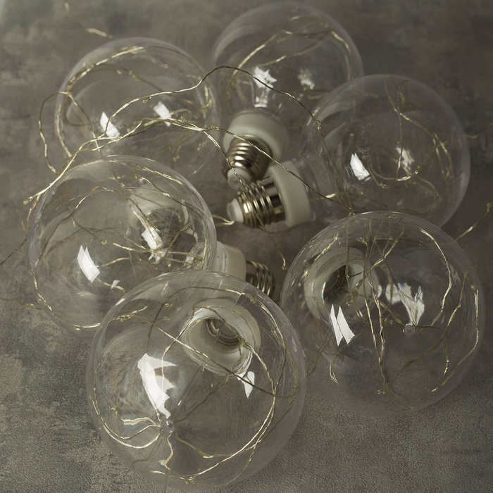 НИТЬ "Лампочки" 2 м, 6 х10 см, 100 LED-12V, адаптер в комплекте, БЕЛЫЙ