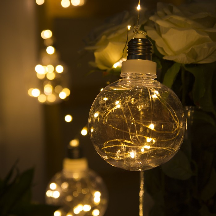 НИТЬ "Лампочки" 2 м, 6 х10 см, 100 LED-12V, адаптер в комплекте, ТЕПЛЫЙ БЕЛЫЙ