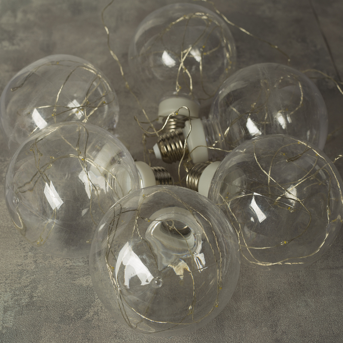 НИТЬ "Лампочки" 2 м, 6 х10 см, 100 LED-12V, адаптер в комплекте, ТЕПЛЫЙ БЕЛЫЙ