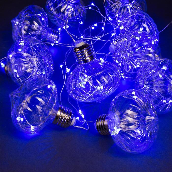 НИТЬ "Фонарики" 10 шт, 100 LED-12V, адаптер в комплекте, СИНИЙ