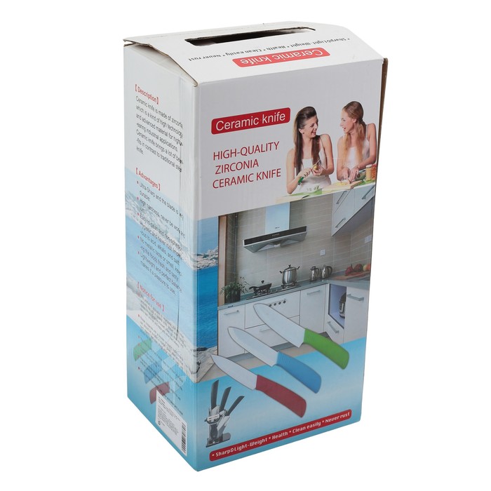 Набор 4 предмета: 4 ножа 15/12,5/10,5/7,5 см, на подставке "Розарий" УЦЕНКА