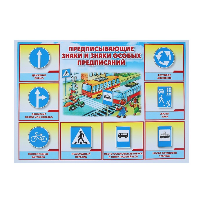 Набор плакатов "Дорожные знаки" 4 плаката, А3