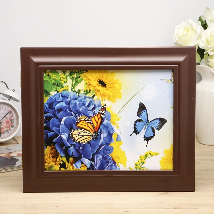 Ключница "Бабочка на цветах" Орех 26х31х4,5 см