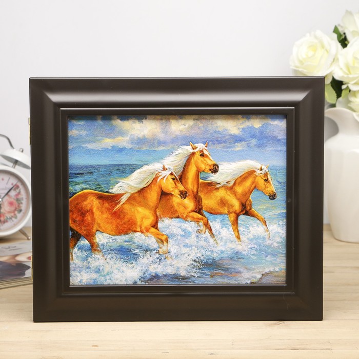 Ключница "Лошади" Венге 26х31х4,5 см