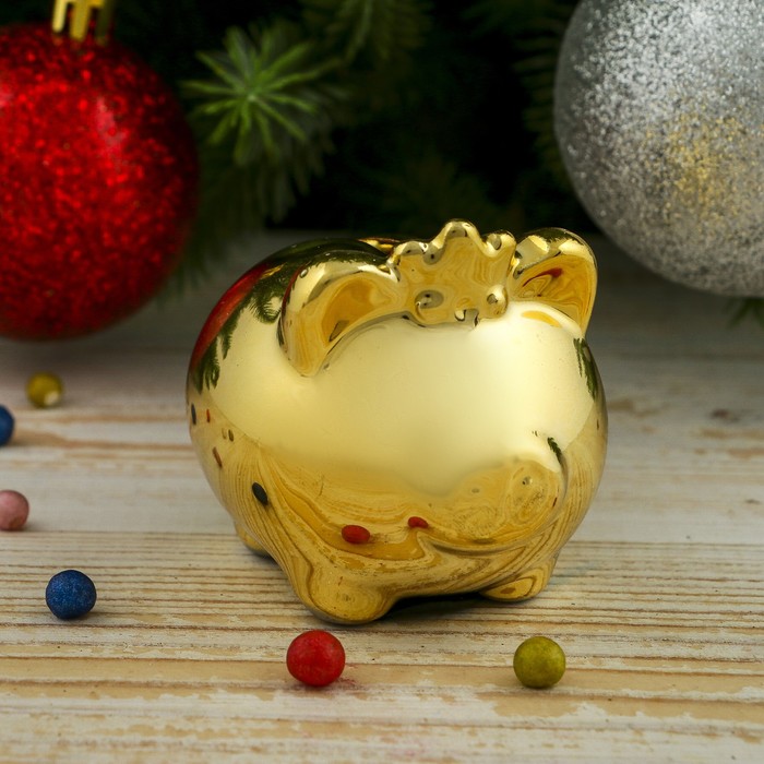 Копилка керамика "Свинка-принцесса золотая" 6х7х6 см
