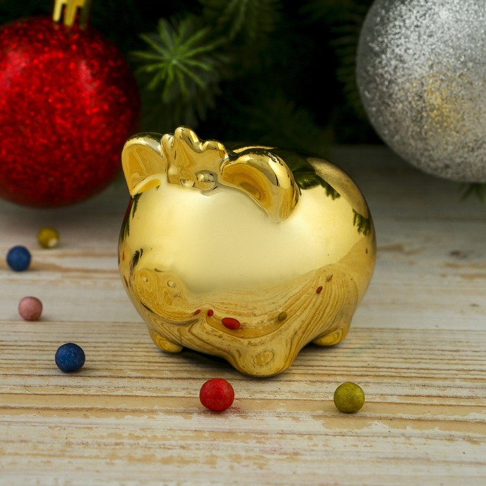 Копилка керамика "Свинка-принцесса золотая" 6х7х6 см