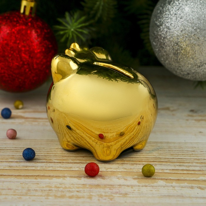 Копилка керамика "Свинка-принцесса золотая" 6х7х6 см