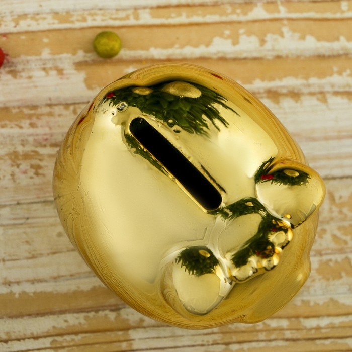 Копилка керамика "Свинка-принцесса золотая" 6х7х6 см