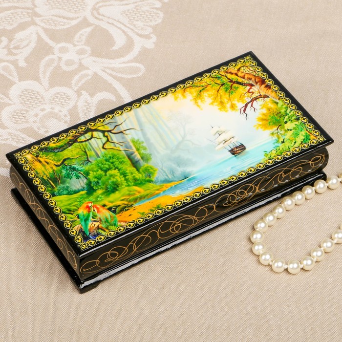 Шкатулка-купюрница «Летняя природа. Вид 22», лаковая миниатюра, 9х17 см