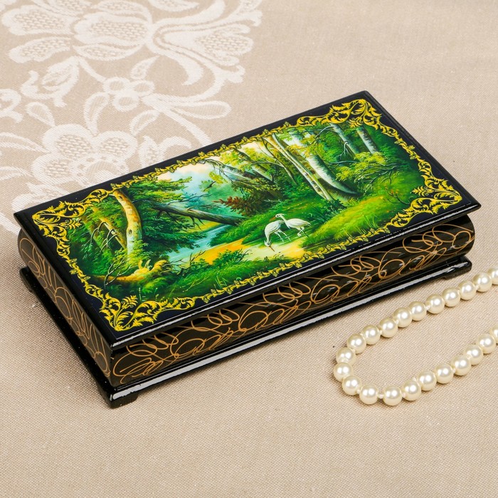 Шкатулка-купюрница «Летняя природа. Вид 50», лаковая миниатюра, 9х17 см