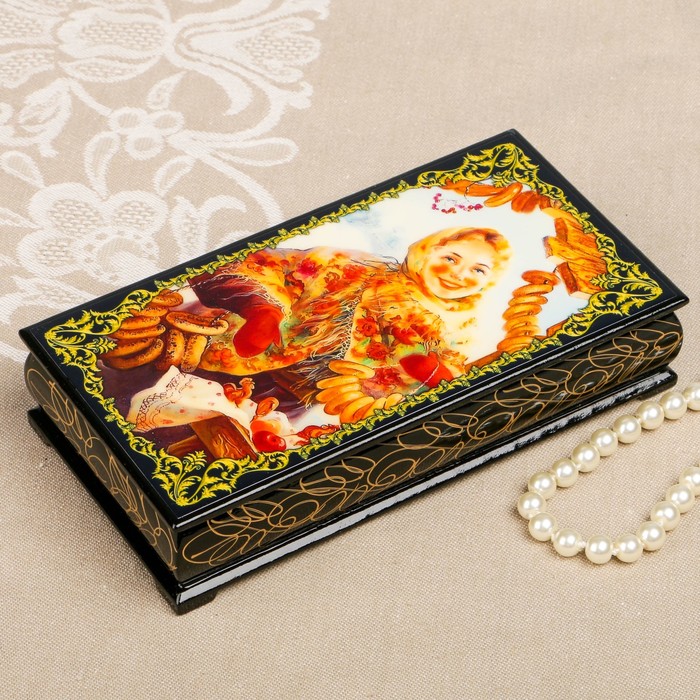 Шкатулка-купюрница «портрет. Вид 27», лаковая миниатюра, 9х17 см