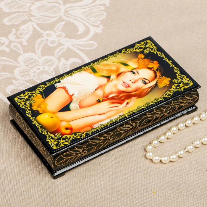 Шкатулка-купюрница «портрет. Вид 40», лаковая миниатюра, 9х17 см