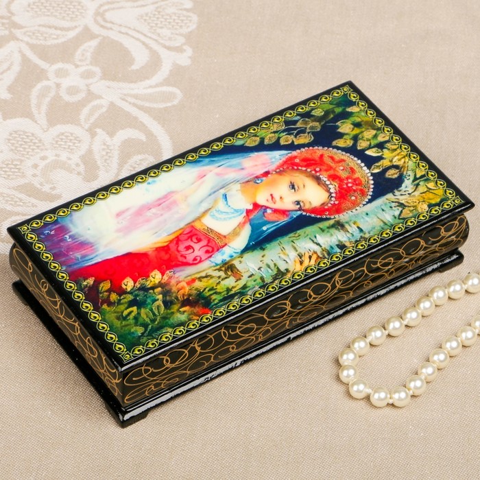 Шкатулка-купюрница «портрет. Вид 44», лаковая миниатюра, 9х17 см