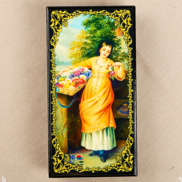 Шкатулка-купюрница «портрет. Вид 78», лаковая миниатюра, 9х17 см