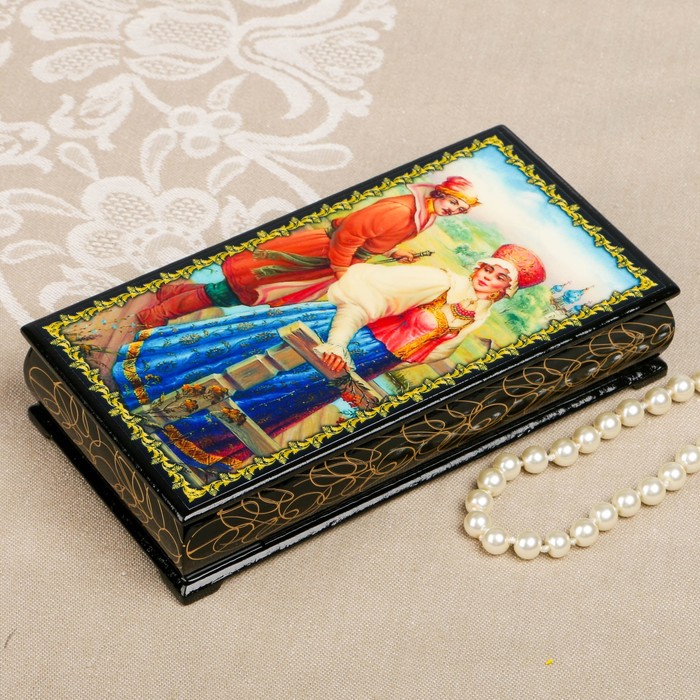 Шкатулка-купюрница «портрет. Вид 80», лаковая миниатюра, 9х17 см