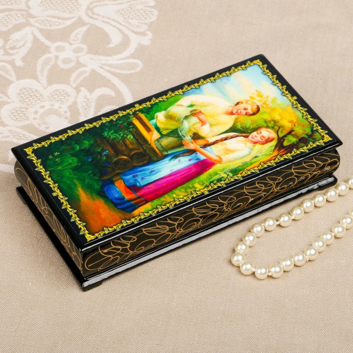 Шкатулка-купюрница «портрет. Вид 83», лаковая миниатюра, 9х17 см