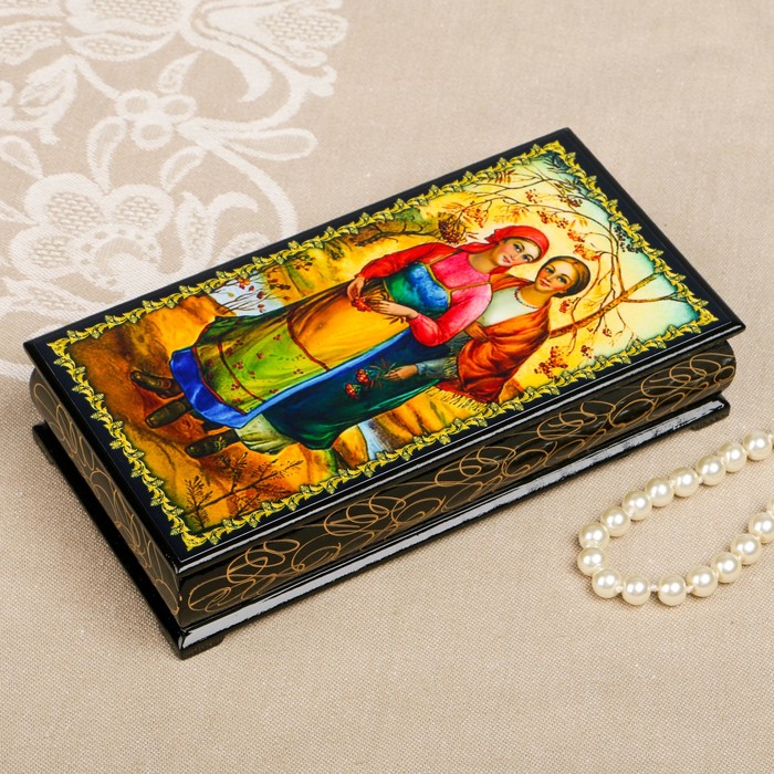 Шкатулка-купюрница «портрет. Вид 84», лаковая миниатюра, 9х17 см