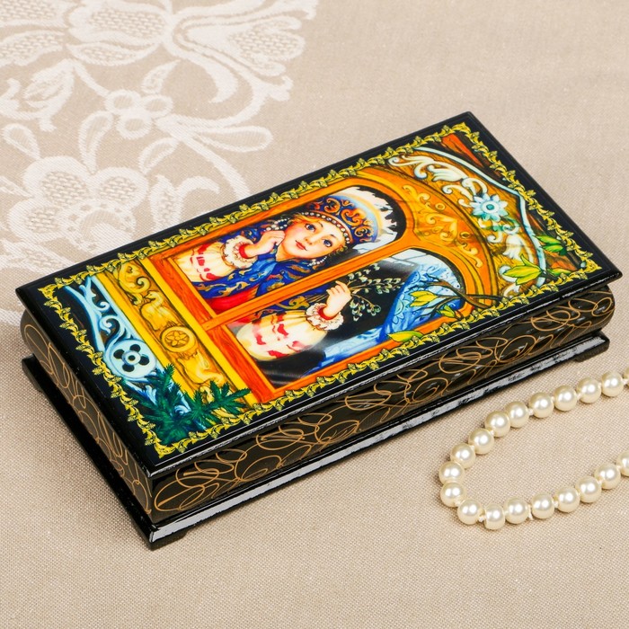 Шкатулка-купюрница «портрет. Вид 85», лаковая миниатюра, 9х17 см