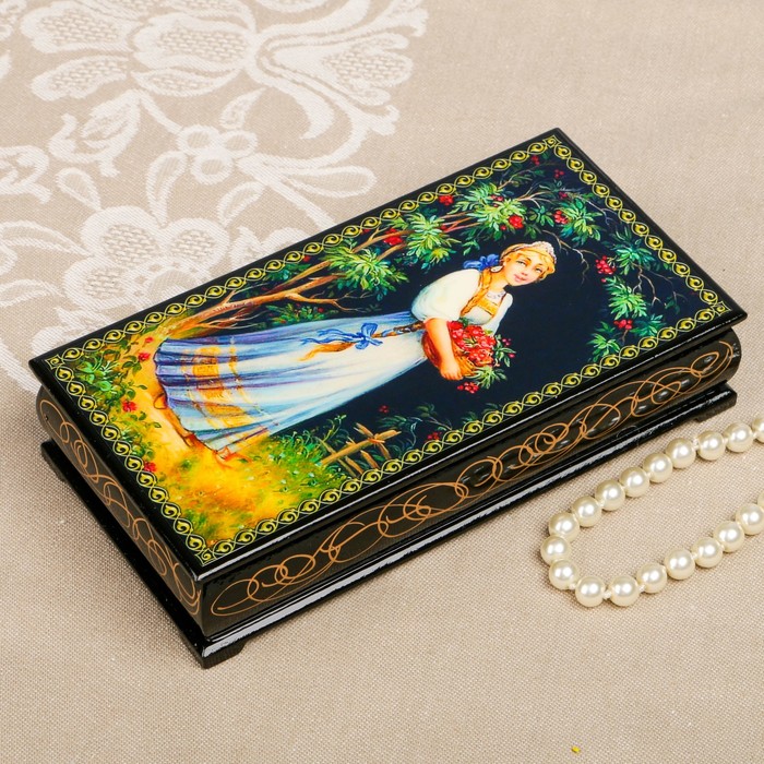 Шкатулка-купюрница «портрет. Вид 88», лаковая миниатюра, 9х17 см