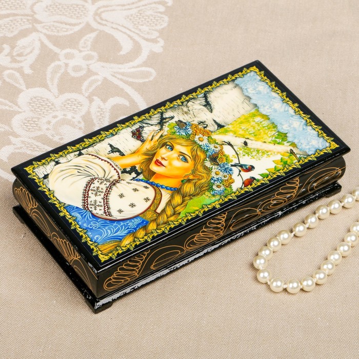 Шкатулка-купюрница «портрет. Вид 90», лаковая миниатюра, 9х17 см