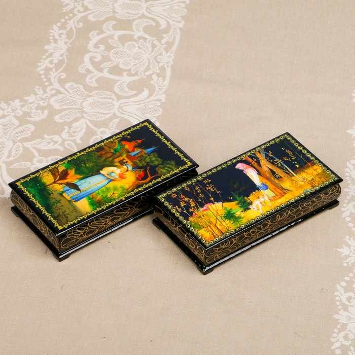 Шкатулка-купюрница «Сказки. Вид 2», лаковая миниатюра, 9х17 см