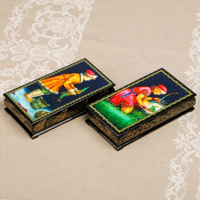 Шкатулка-купюрница «Сказки. Вид 8», лаковая миниатюра, 9х17 см