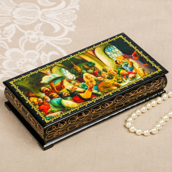 Шкатулка-купюрница «Сказки. Вид 9», лаковая миниатюра, 9х17 см