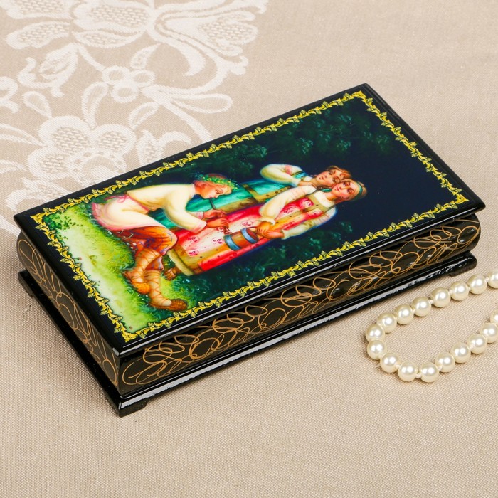 Шкатулка-купюрница «Сказки. Вид 21», лаковая миниатюра, 9х17 см