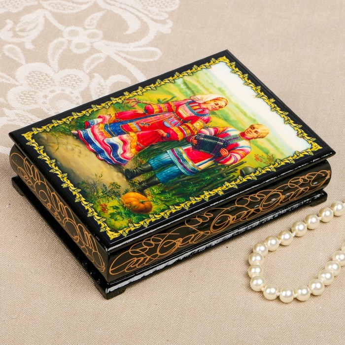 Шкатулка «Портрет. Вид 81», лаковая миниатюра, 10х14 см