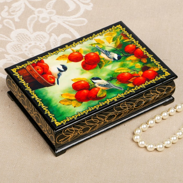 Шкатулка «Птички. Вид 13», лаковая миниатюра, 10х14 см