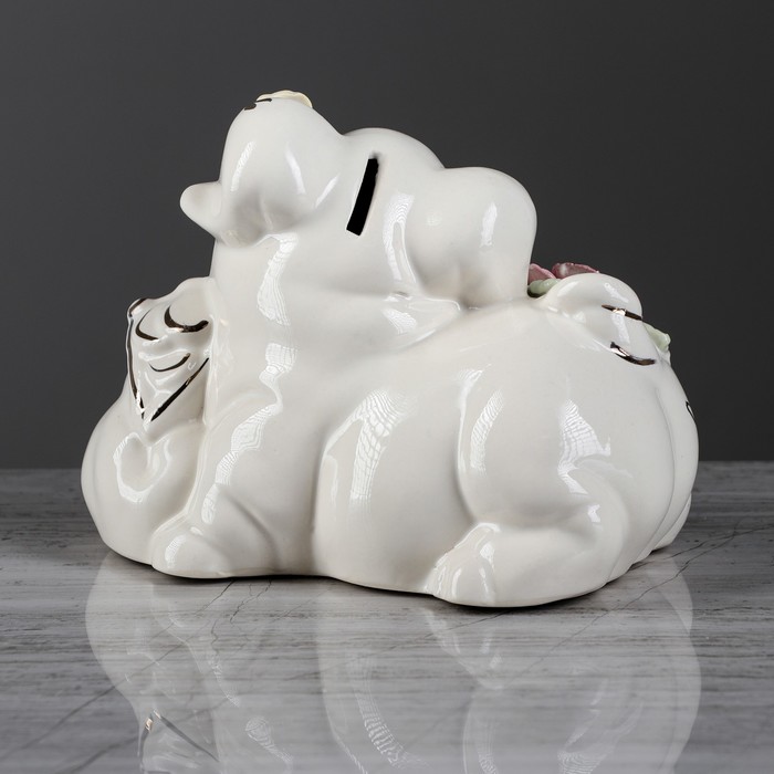 Копилка "Свинка с кошельком", цветная лепка