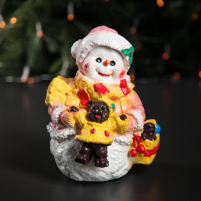 Копилка "Снеговик с мишкой", микс